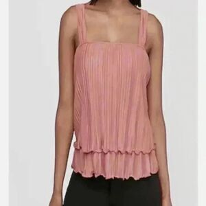 NWT EXPRESS Dusty Rose Pink Wide Trapeze Strap Pink Ruffled Tank Top XS